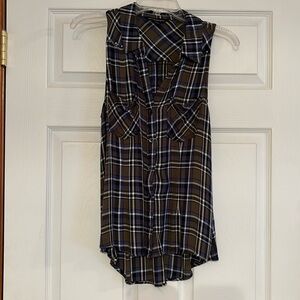 Rock & Republic sleeveless flannel shirt